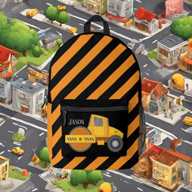 Coole Jungen Bau-Truck fügen Namen Bedruckter Rucksack (Von Creator hochgeladen)