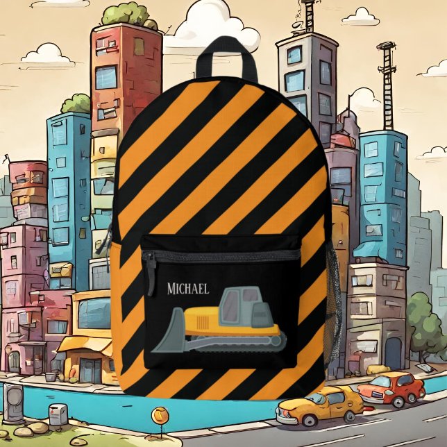 Coole Jungen Baugrubenwagen geben Namen Bedruckter Rucksack (Von Creator hochgeladen)