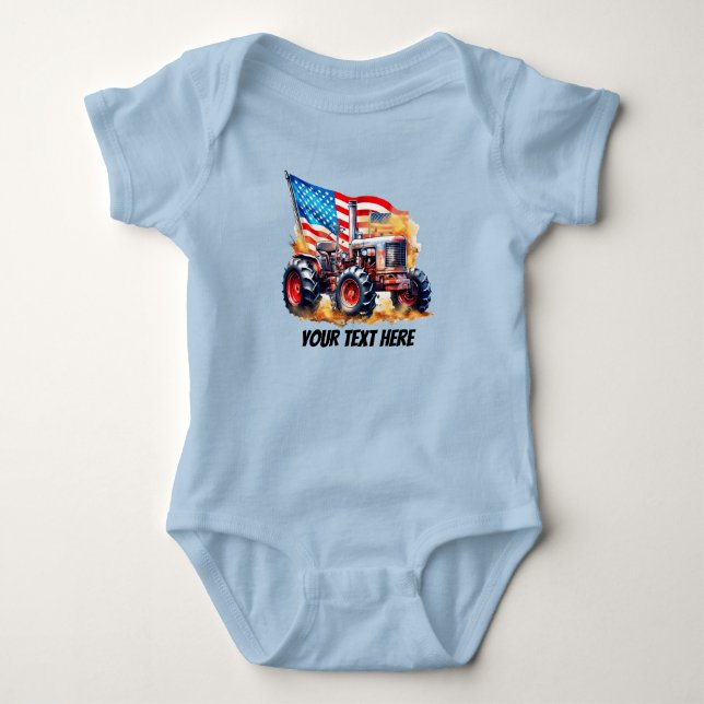 Coole Jungen Patriotic Traktor Baby Strampler (Vorderseite)