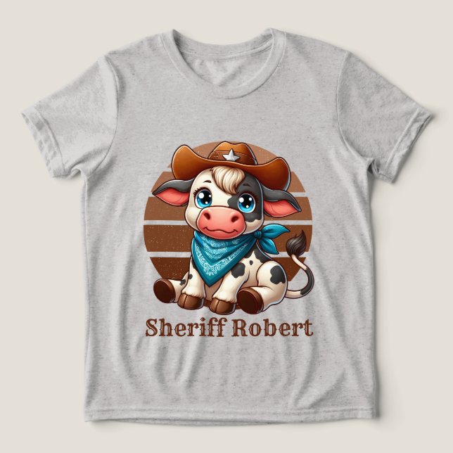 Coole Jungen Sheriff ergänzen Texkuh Tri-Blend Shirt (Design Vorderseite)