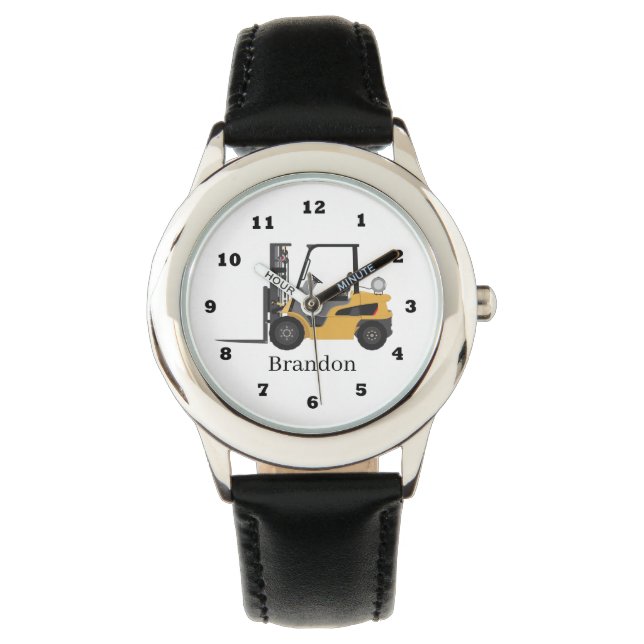 coole Jungs bauen Gabelstapler Armbanduhr (Vorderseite)