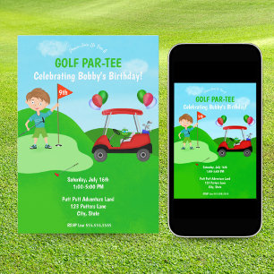 Coole Jungs-Golf-Geburtstagsfeier Einladung