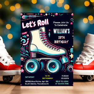 coole Jungs Mädchen Roller Skaten 13. Geburtstag Einladung