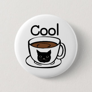 Coole Kaffeekatze mit niedlicher Anführungskunst Button