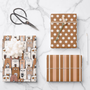 Coole Kaffeekatzen Packpapier Set 3 Geschenkpapier Set