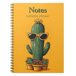 Coole Kaktus mit Sonnenbrille und Blume Notizblock