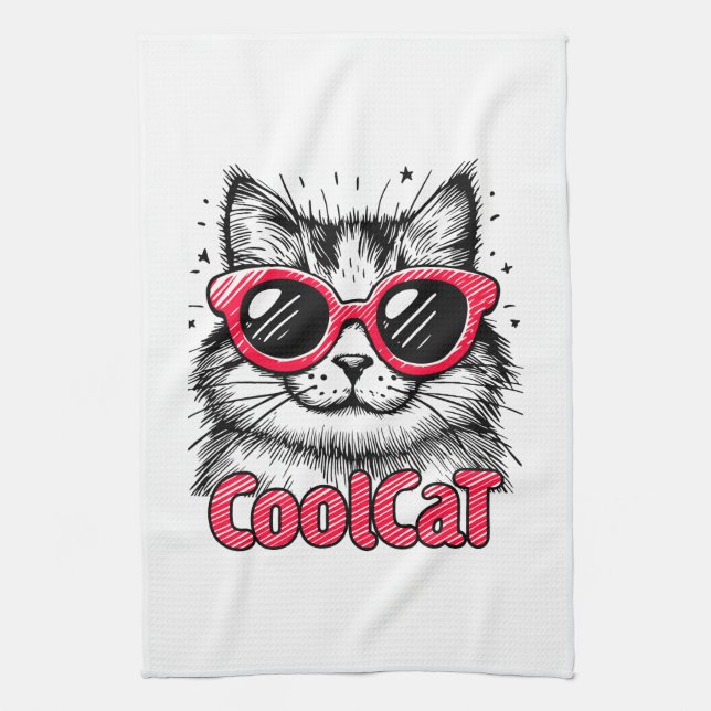 Coole Katze 1 Geschirrtuch (Vertikal)