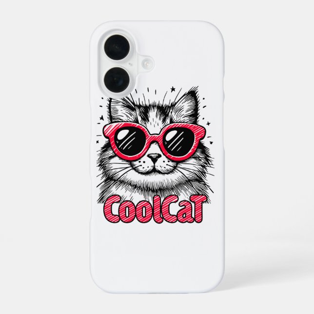 Coole Katze 1 iPhone 16 Hülle (Rückseite)