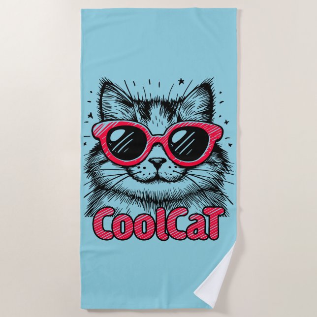 Coole Katze 1 Strandtuch (Vorderseite)