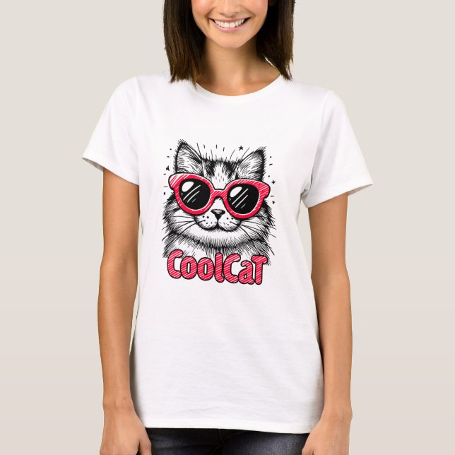Coole Katze 1 T-Shirt (Vorderseite)
