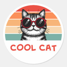 Coole Katze 2 Runder Aufkleber