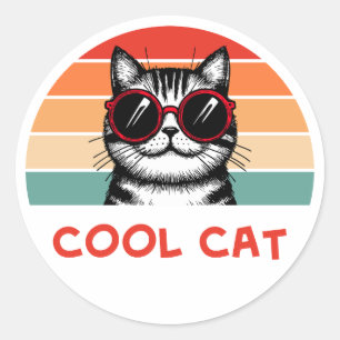 Coole Katze 2 Runder Aufkleber