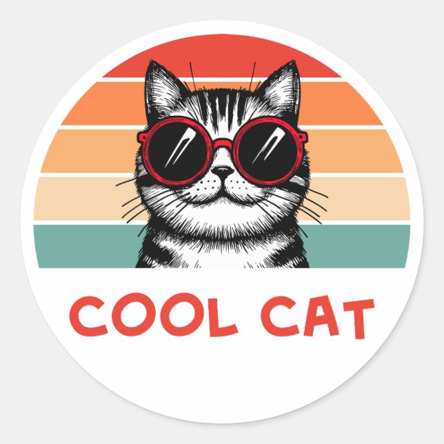 Coole Katze 2 Runder Aufkleber (Vorderseite)