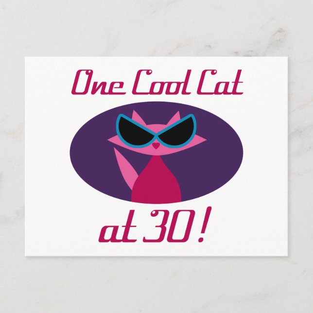 Coole Katze 30. Geburtstag Postkarte (Vorderseite)