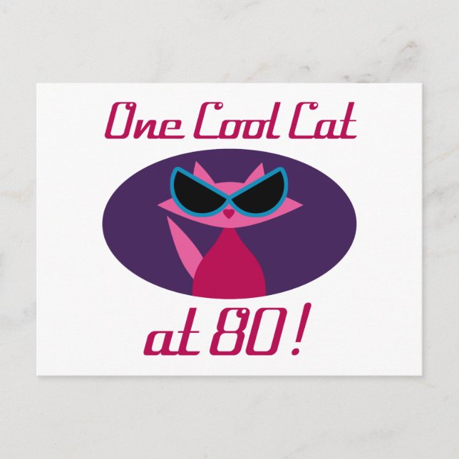 Coole Katze 80. Geburtstag Postkarte (Vorderseite)