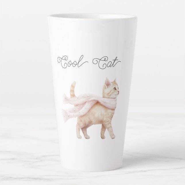 Coole Katze Blush Rosa Schal Milchtasse (Vorderseite)