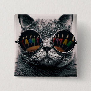 Coole Katze   Button   Happy Birthday Cat