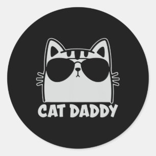 Coole Katze Daddy Sungles Funny Cat Lover Geschenk Runder Aufkleber