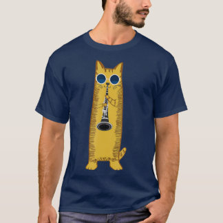 Coole Katze, die das Klarinettendesign Hippy Kitty T-Shirt