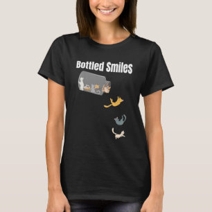 Coole Katze Flasche Lächeln Antidepressiva Katzen T-Shirt