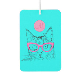 Coole Katze für Katzen Liebhaber Girly Mit Monogra Autolufterfrischer