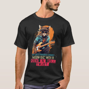 Coole Katze für Rock'n Cats und Gitarrenriffs Musi T-Shirt