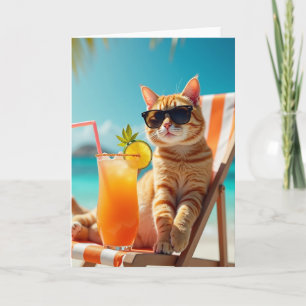 Coole Katze Geburtstagsszene Grußkarte Karte