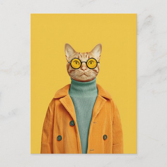 Coole Katze im Stil Postkarte (Vorderseite)