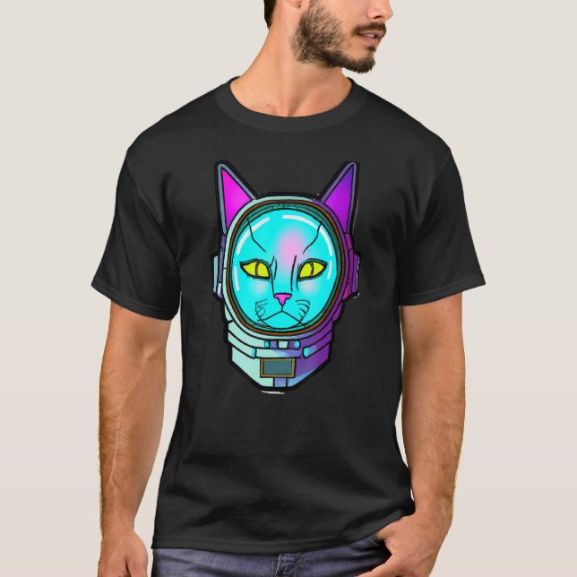 Coole Katze im Weltraumhelm Astronaut T-Shirt (Vorderseite)