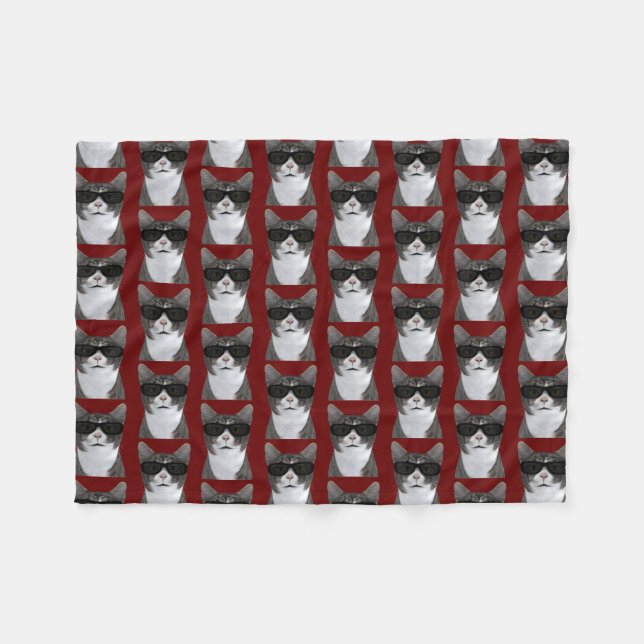 Coole Katze in der Stadt Fleecedecke (Vorderseite (Horizontal))