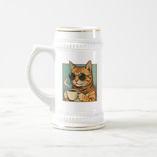 Coole Katze Kaffee Retro-Style-Design für Katzenli Bierglas