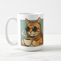Coole Katze Kaffee Retro-Style-Design für Katzenli