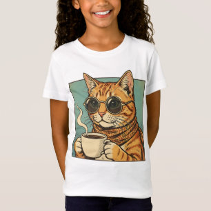 Coole Katze Kaffee Retro-Style-Design für Katzenli T-Shirt