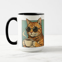 Coole Katze Kaffee Retro-Style-Design für Katzenli