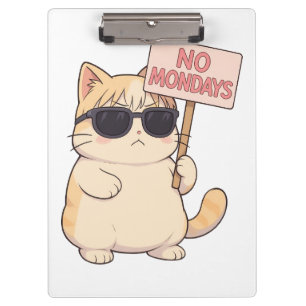 Coole Katze Kein Montag Ästhetik Meme Klemmbrett