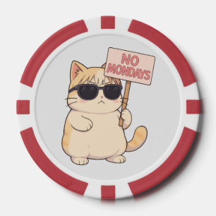 Coole Katze Kein Montag Ästhetik Meme Pokerchips