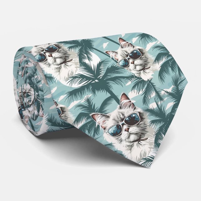 Coole Katze Krawatte (Gerollt)