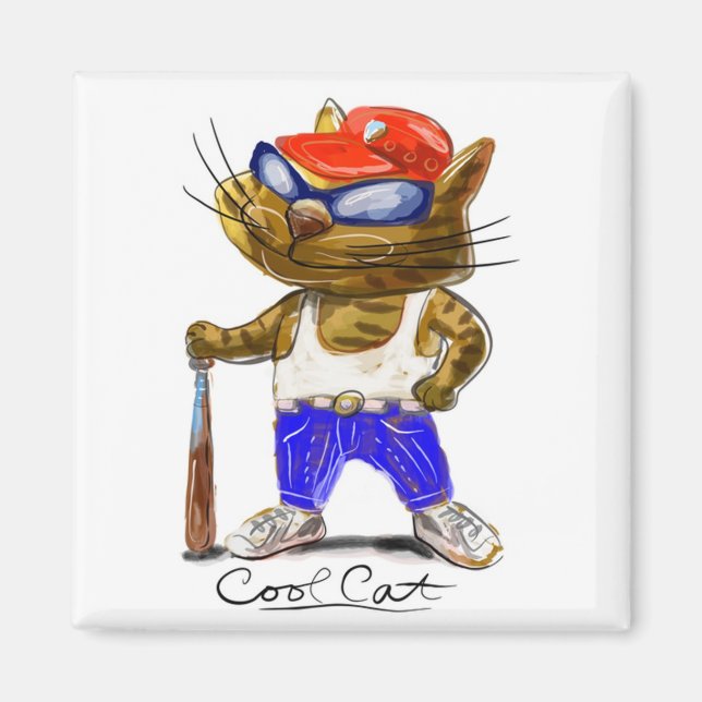 Coole Katze Magnet (Vorne)