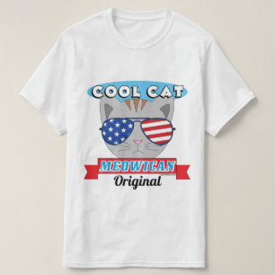Coole Katze Meowican Original Patriotic Funny Pub T-Shirt