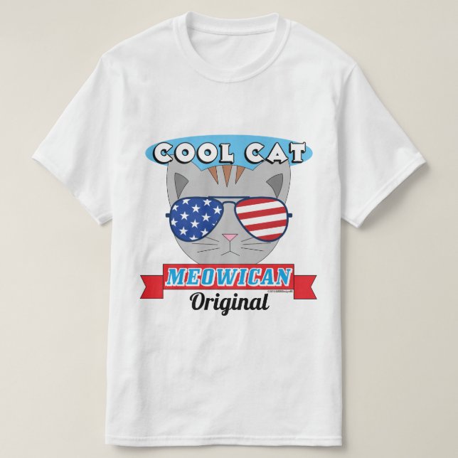 Coole Katze Meowican Original Patriotic Funny Pub T-Shirt (Design vorne)