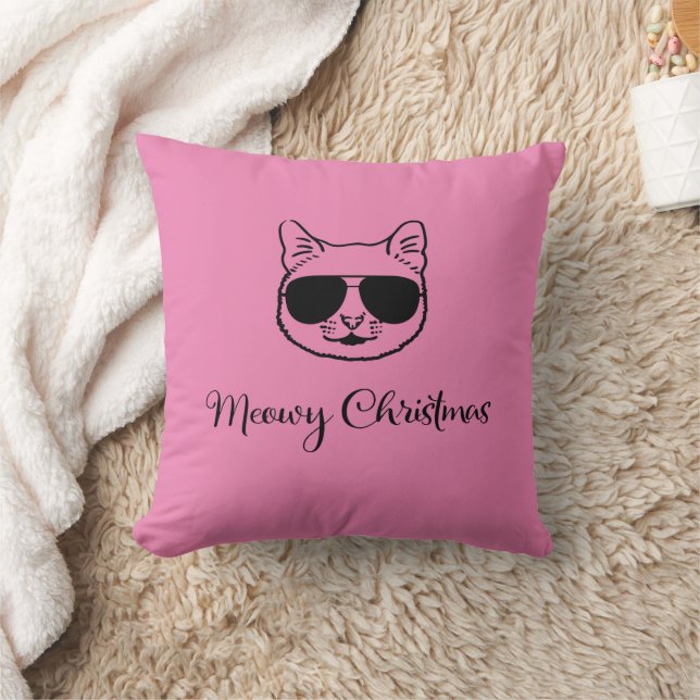 coole Katze "Meowy Christmas" in Shades Kissen (Decke)