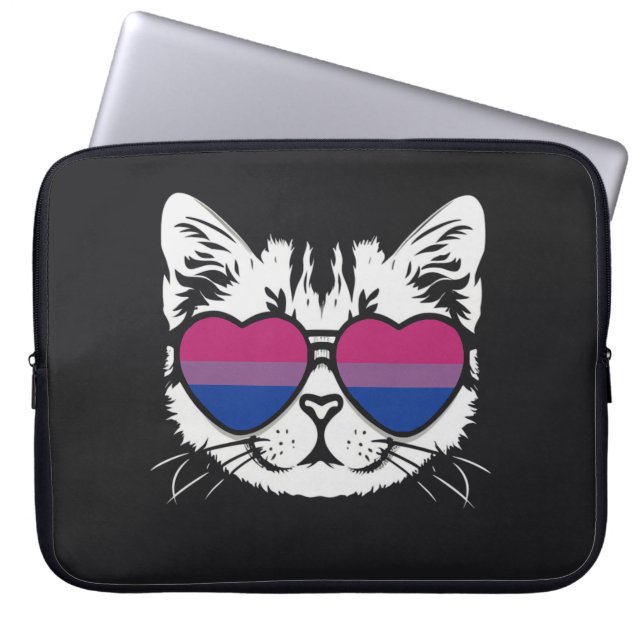 Coole Katze mit Bisexueller Flaggenbrille Laptopschutzhülle (Vorderseite)