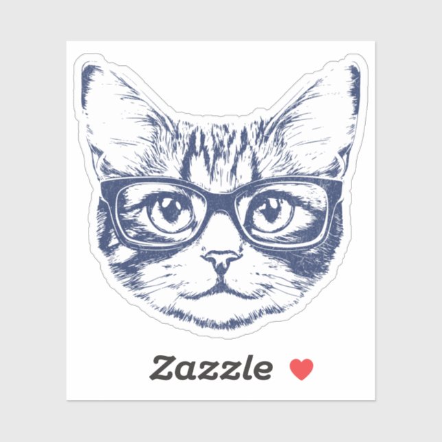 Coole Katze mit Brille Aufkleber (Blatt)