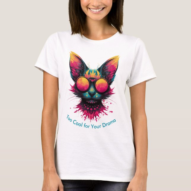 Coole Katze mit Brille Damen T-Shirt (Vorderseite)