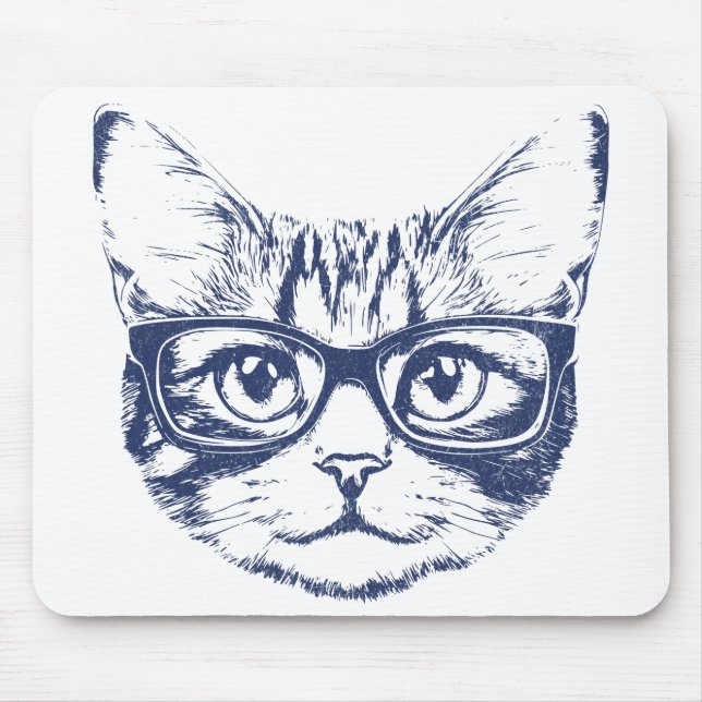 Coole Katze mit Brille Mousepad (Vorne)