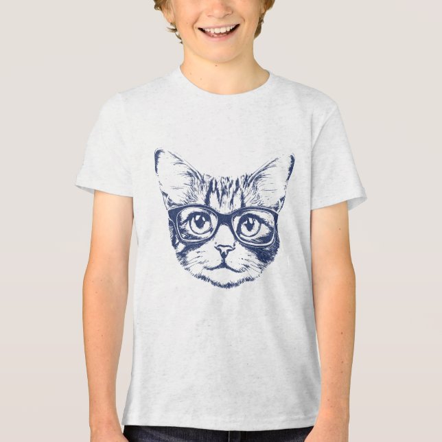 Coole Katze mit Brille Tri-Blend Shirt (Vorderseite)