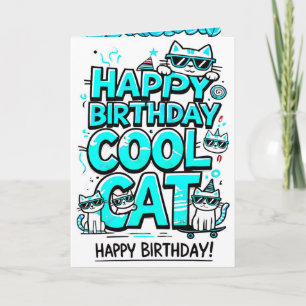 Coole Katze mit Cyan Shades Geburtstagkarte Karte