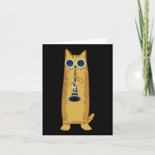 Coole Katze mit Klarinettendesign Hippy-Hipster Karte