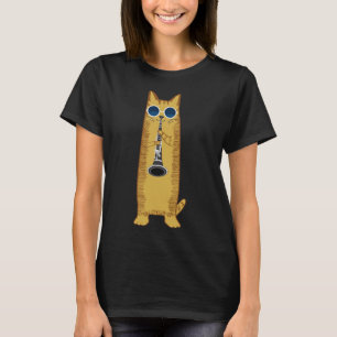 Coole Katze mit Klarinettendesign Hippy-Hipster T-Shirt