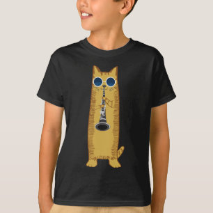 Coole Katze mit Klarinettendesign Hippy-Hipster T-Shirt